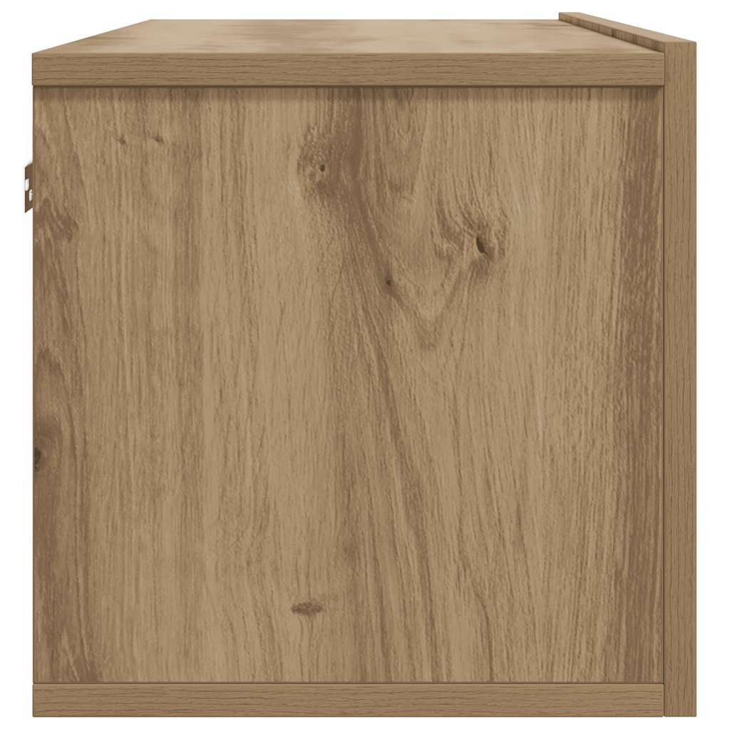 kézműves tölgy színű szerelt fa fali TV-szekrény 80x30x30 cm