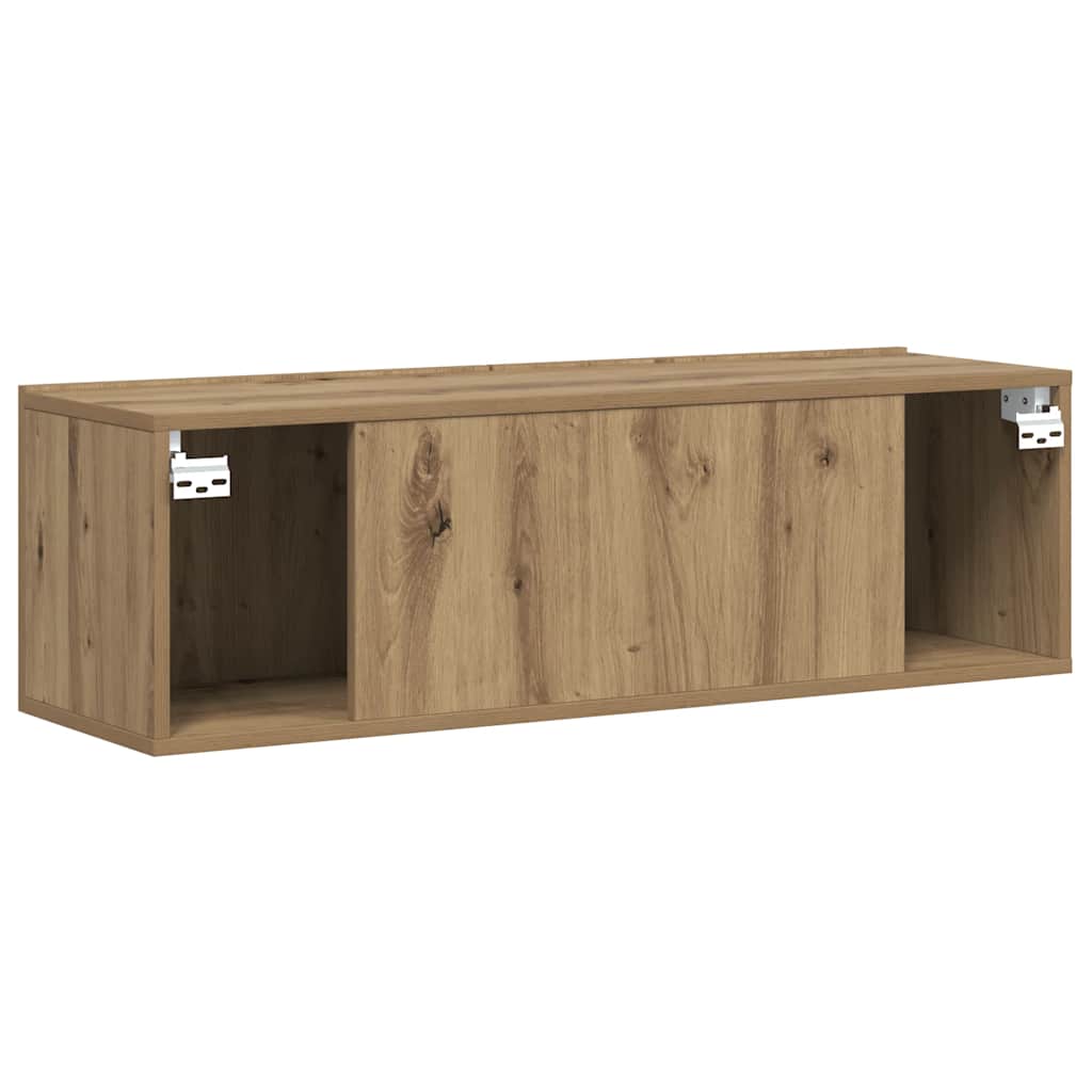kézműves tölgy színű szerelt fa fali TV-szekrény 80x30x30 cm