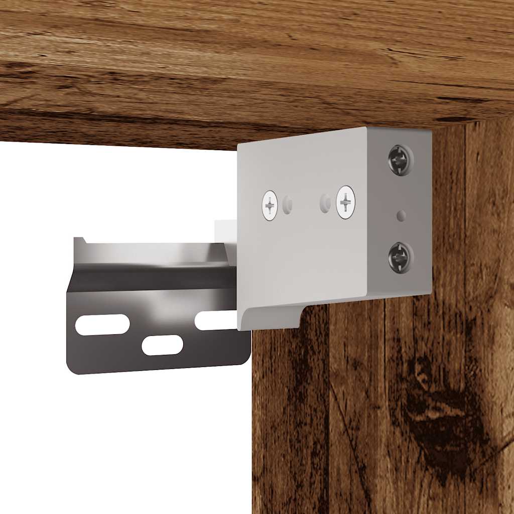 antik fa színű szerelt fa fali TV-szekrény 100 x 30 x 30 cm