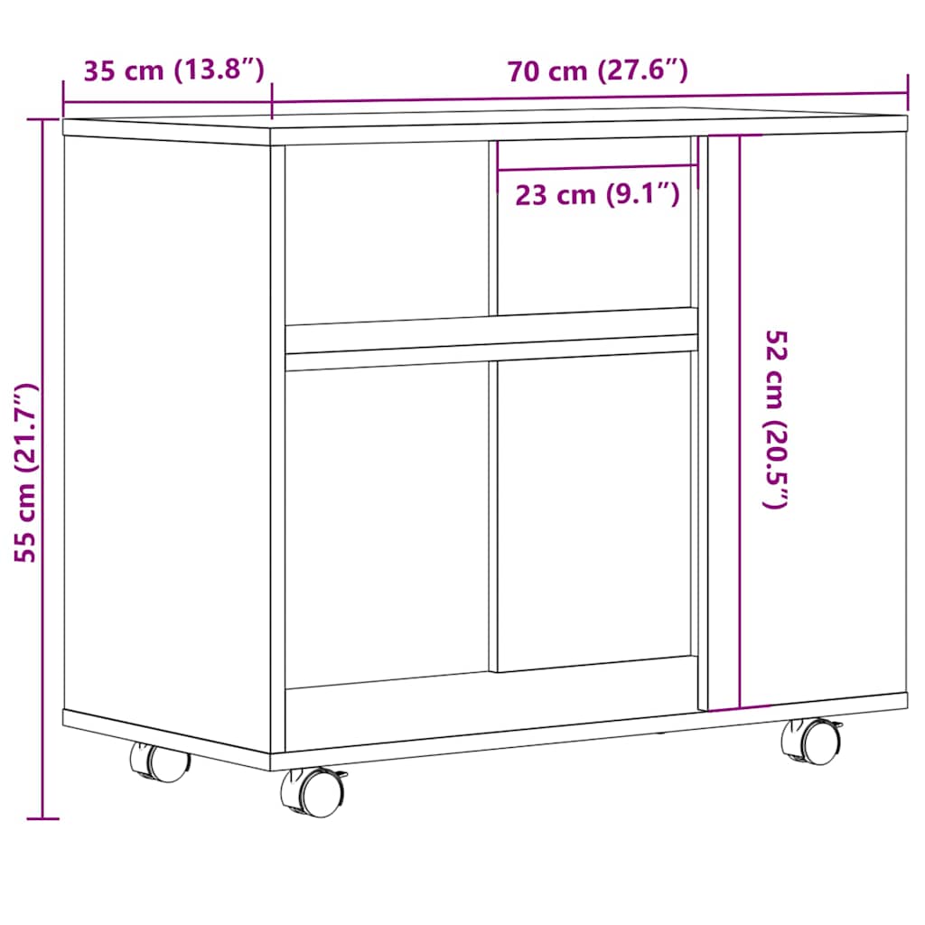 Oldalasztal Régi fa 70x35x55 cm műszaki fa