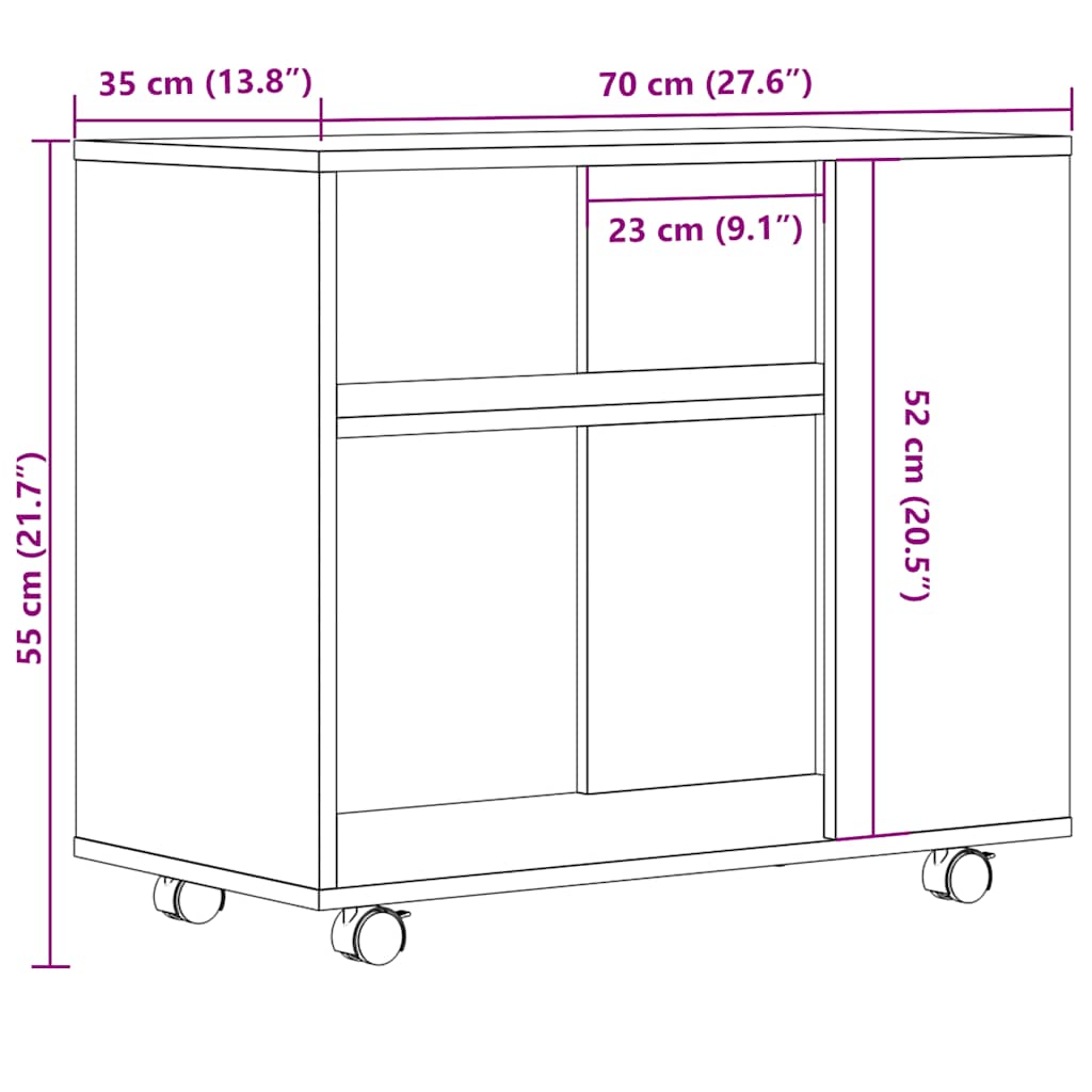 oldalasztal kézműves tölgy 70x35x55 cm műszaki fa