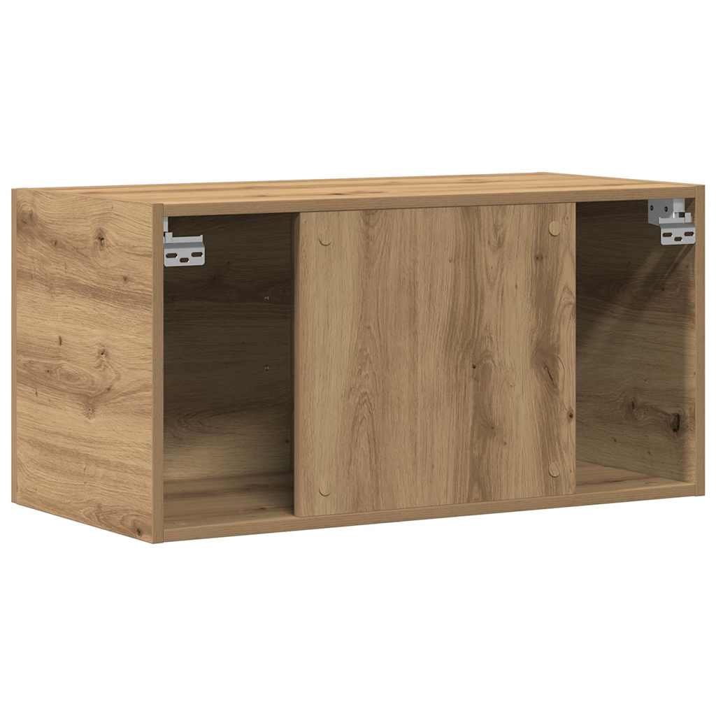 kézműves tölgy színű szerelt fa faliszekrény 80 x 39 x 40 cm