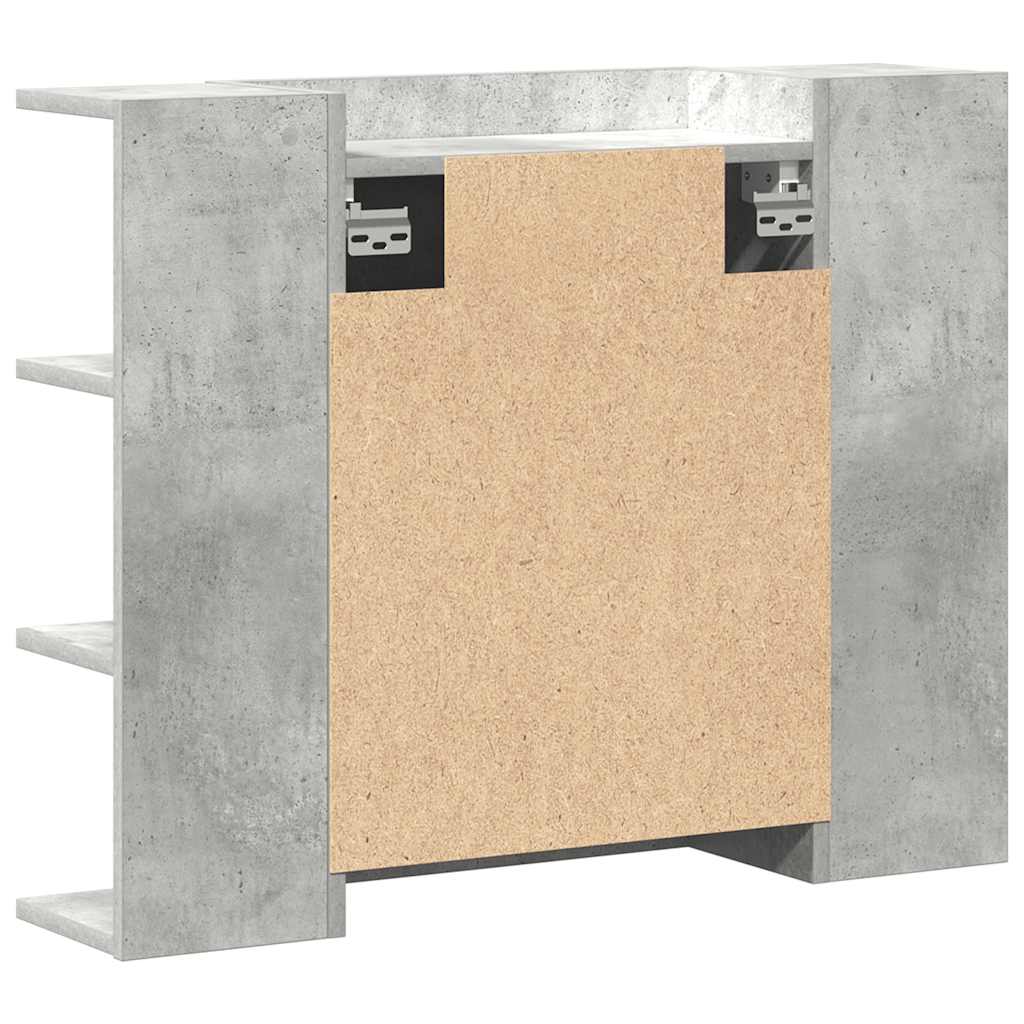 betonszürke forgácslap fürdőszobai tükör 80 x 20,5 x 64 cm