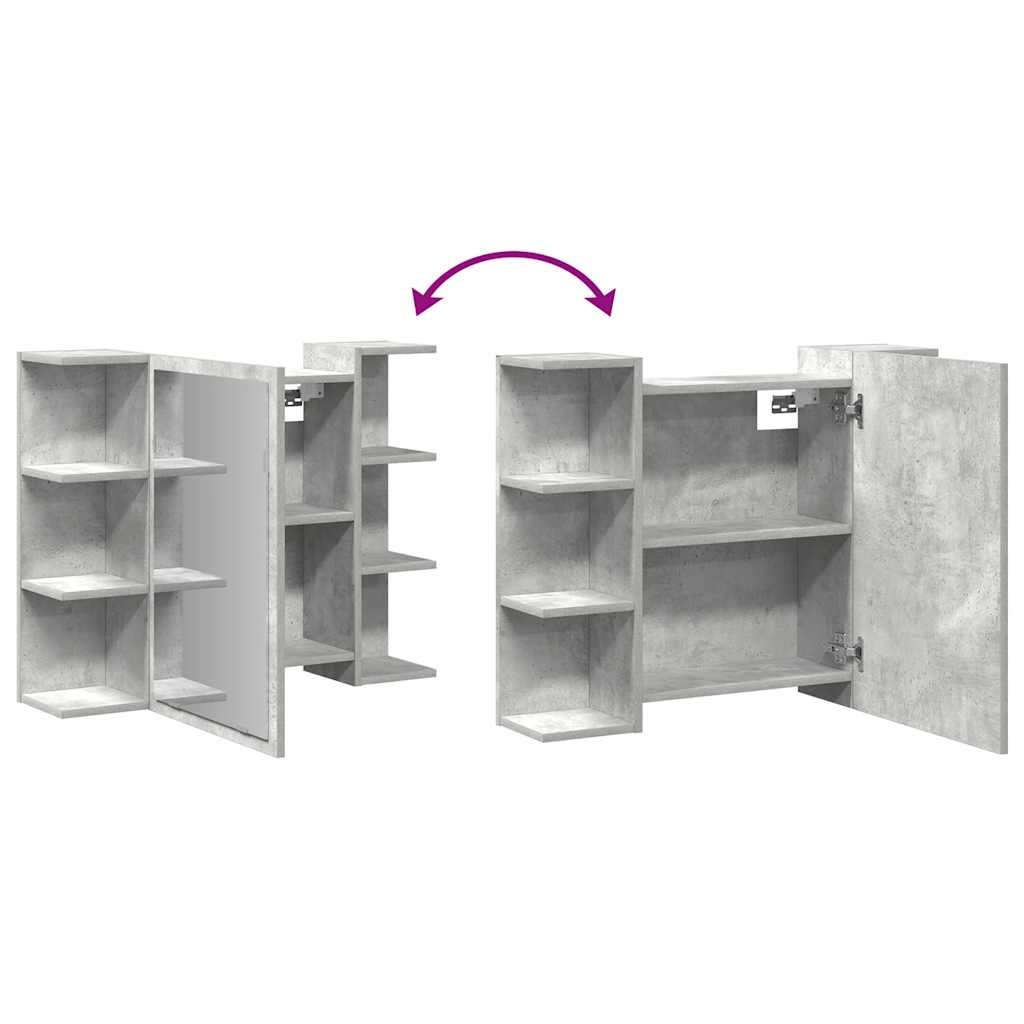 betonszürke forgácslap fürdőszobai tükör 80 x 20,5 x 64 cm