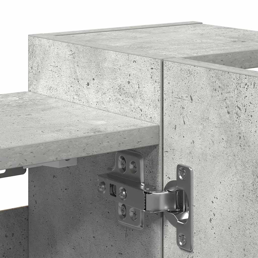 betonszürke forgácslap fürdőszobai tükör 80 x 20,5 x 64 cm