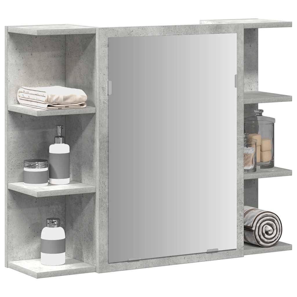 betonszürke forgácslap fürdőszobai tükör 80 x 20,5 x 64 cm