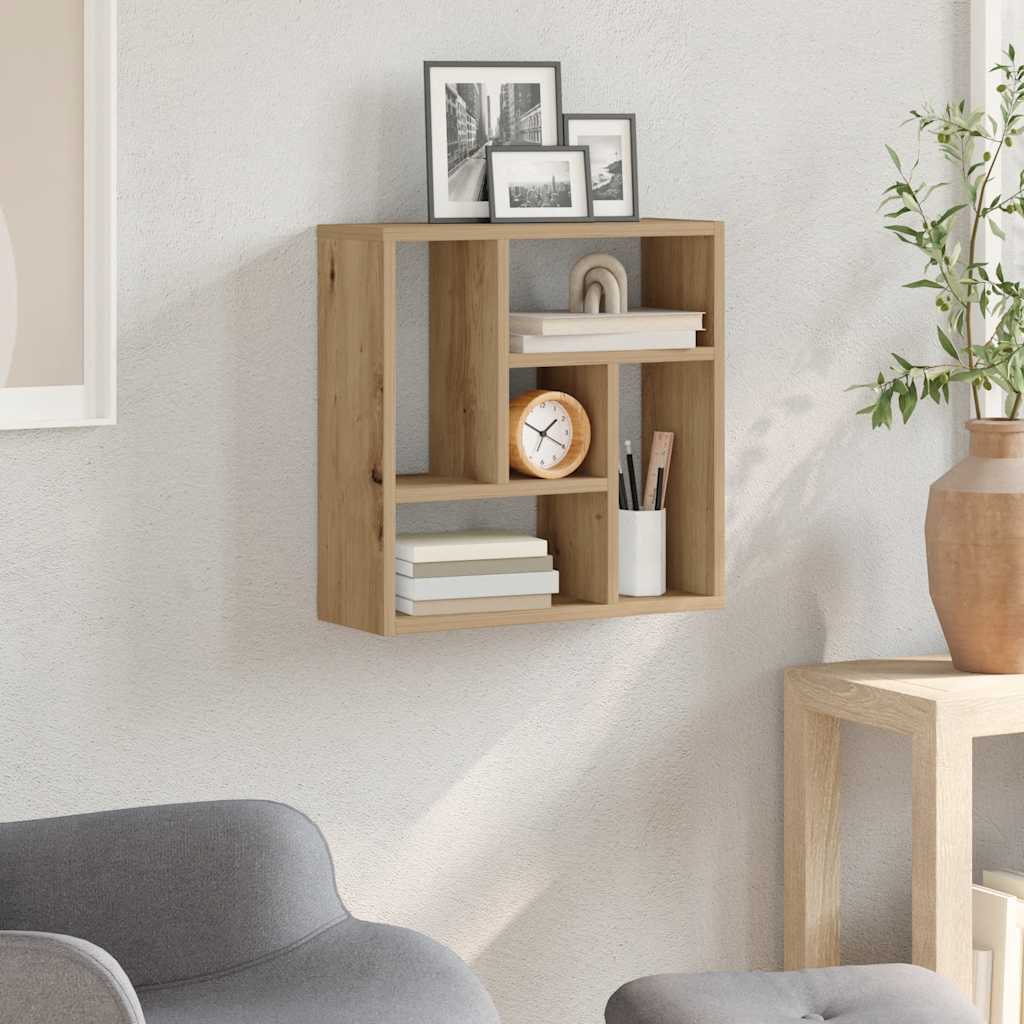 kézműves tölgy színű szerelt fa fali polc 45 x 16 x 45 cm