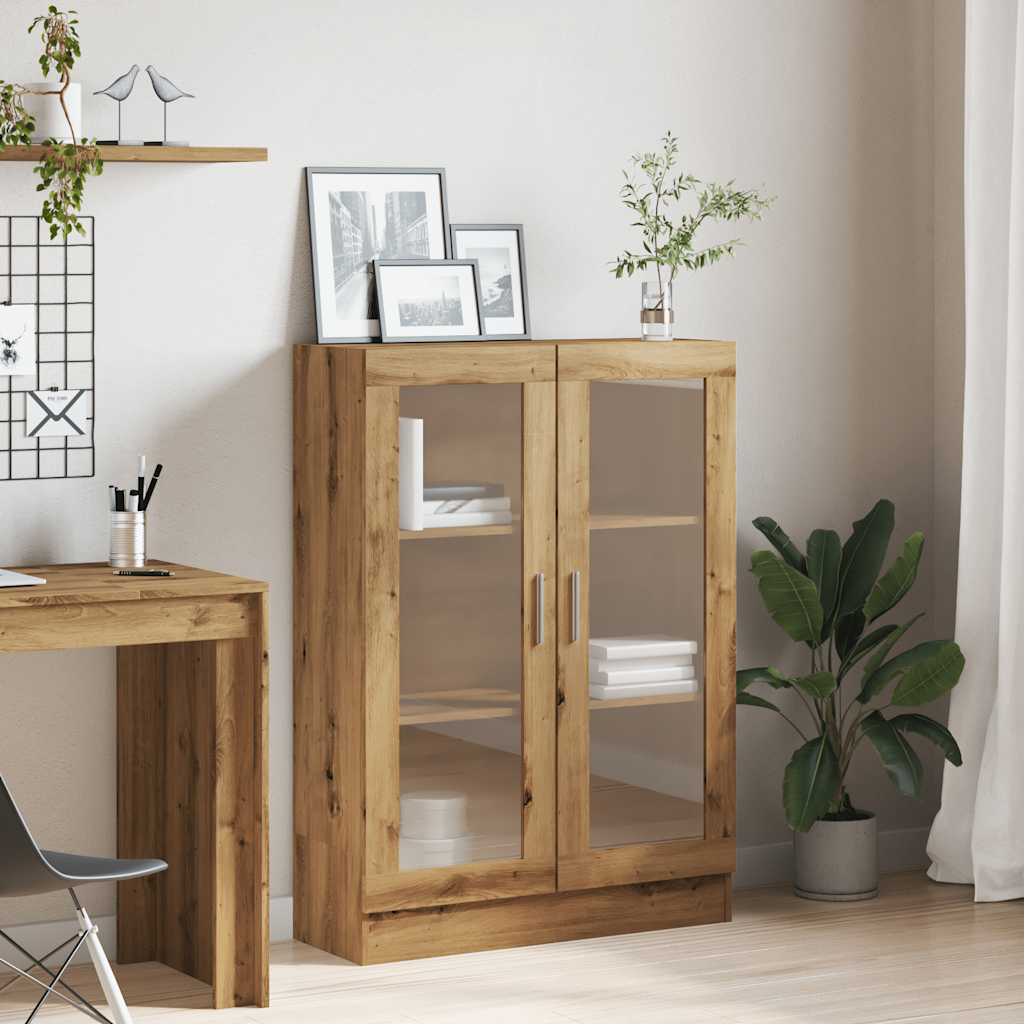kézműves tölgy színű szerelt fa könyvszekrény 82,5x30,5x115 cm