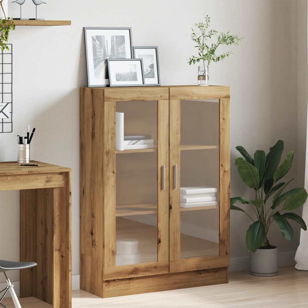 kézműves tölgy színű szerelt fa könyvszekrény 82,5x30,5x115 cm