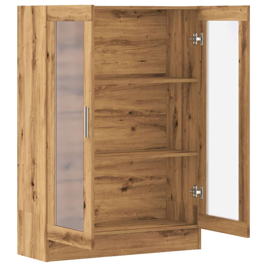 kézműves tölgy színű szerelt fa könyvszekrény 82,5x30,5x115 cm