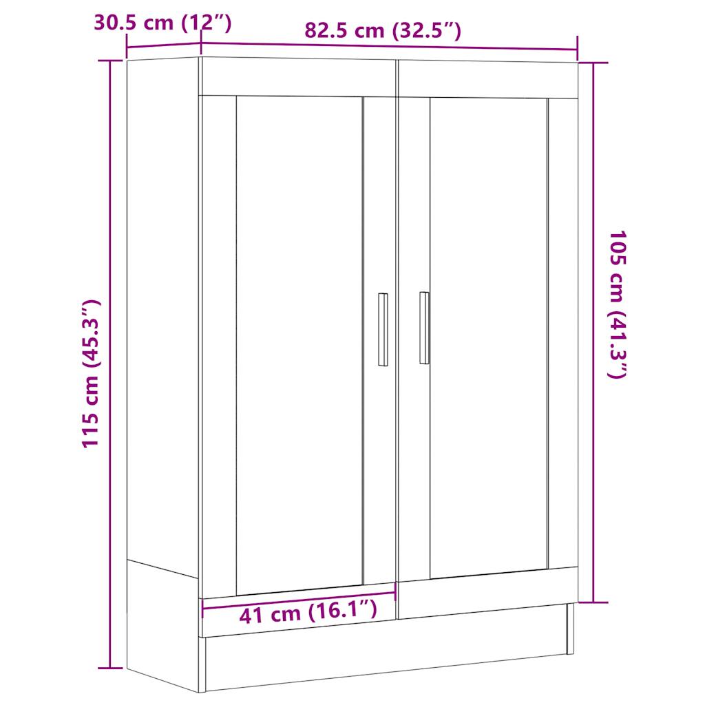 kézműves tölgy színű szerelt fa könyvszekrény 82,5x30,5x115 cm