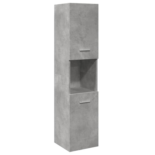 betonszürke szerelt fa függő fürdőszobaszekrény 30x30x130 cm