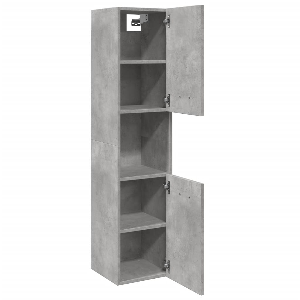 betonszürke szerelt fa függő fürdőszobaszekrény 30x30x130 cm