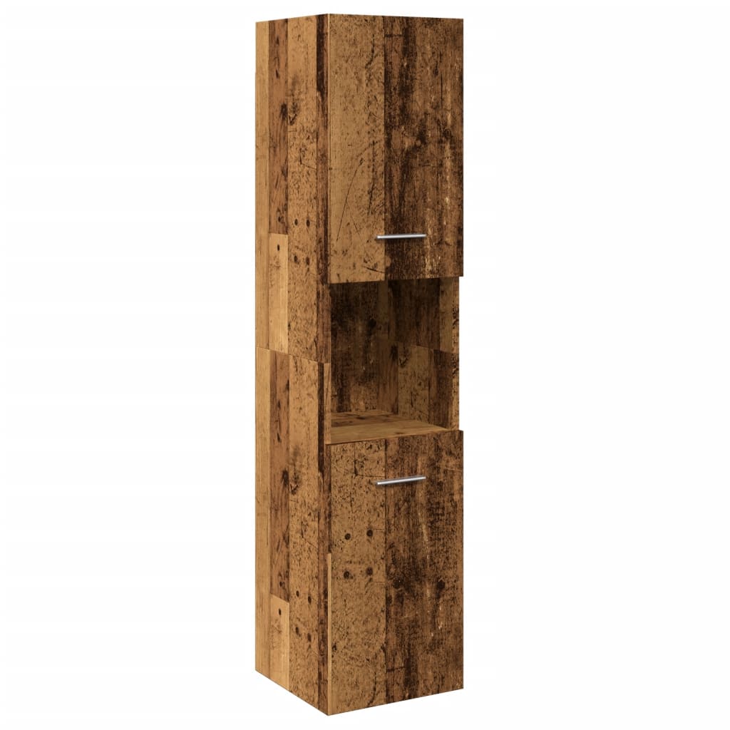 antik fa színű szerelt fa függő fürdőszobaszekrény 30x30x130 cm