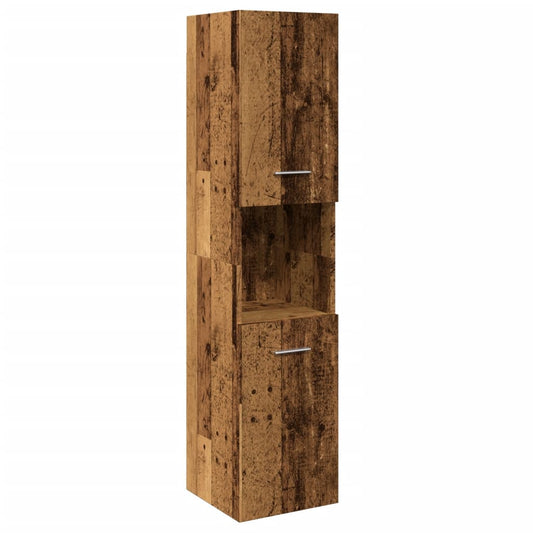 antik fa színű szerelt fa függő fürdőszobaszekrény 30x30x130 cm
