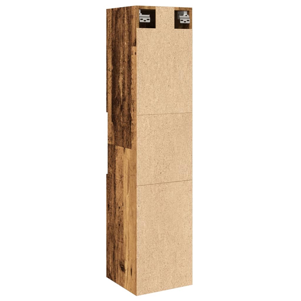 antik fa színű szerelt fa függő fürdőszobaszekrény 30x30x130 cm