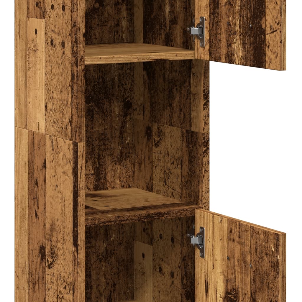 antik fa színű szerelt fa függő fürdőszobaszekrény 30x30x130 cm