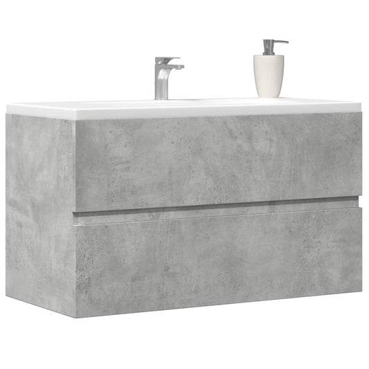 betonszürke szerelt fa függő fürdőszobaszekrény 80x38,5x45 cm
