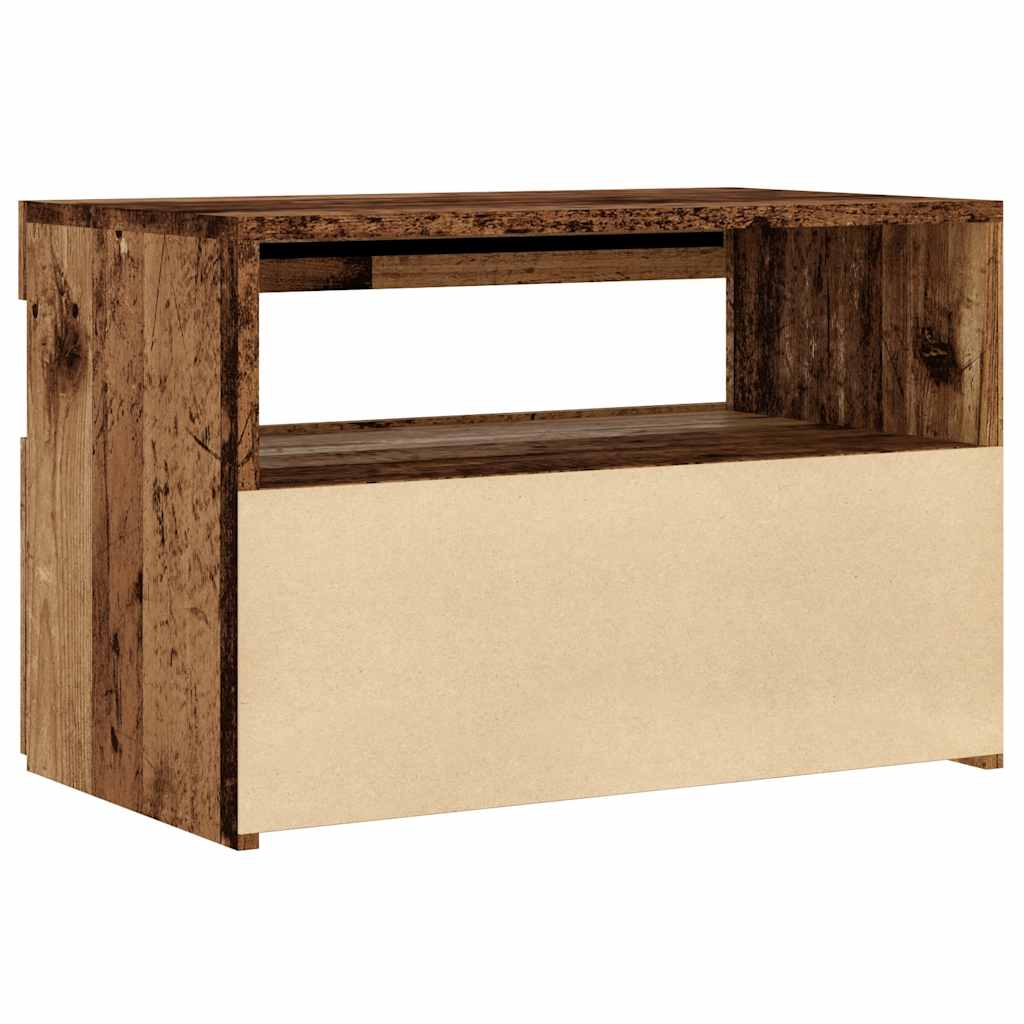 antik fa színű szerelt fa TV-szekrény LED-ekkel 60x35x40 cm
