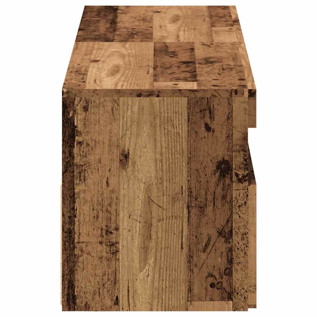 2 db antik fa színű szerelt fa TV-szekrény LED-lámpákkal