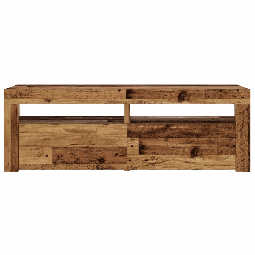 antik fa színű szerelt fa TV-szekrény LED-ekkel 120x35x40 cm