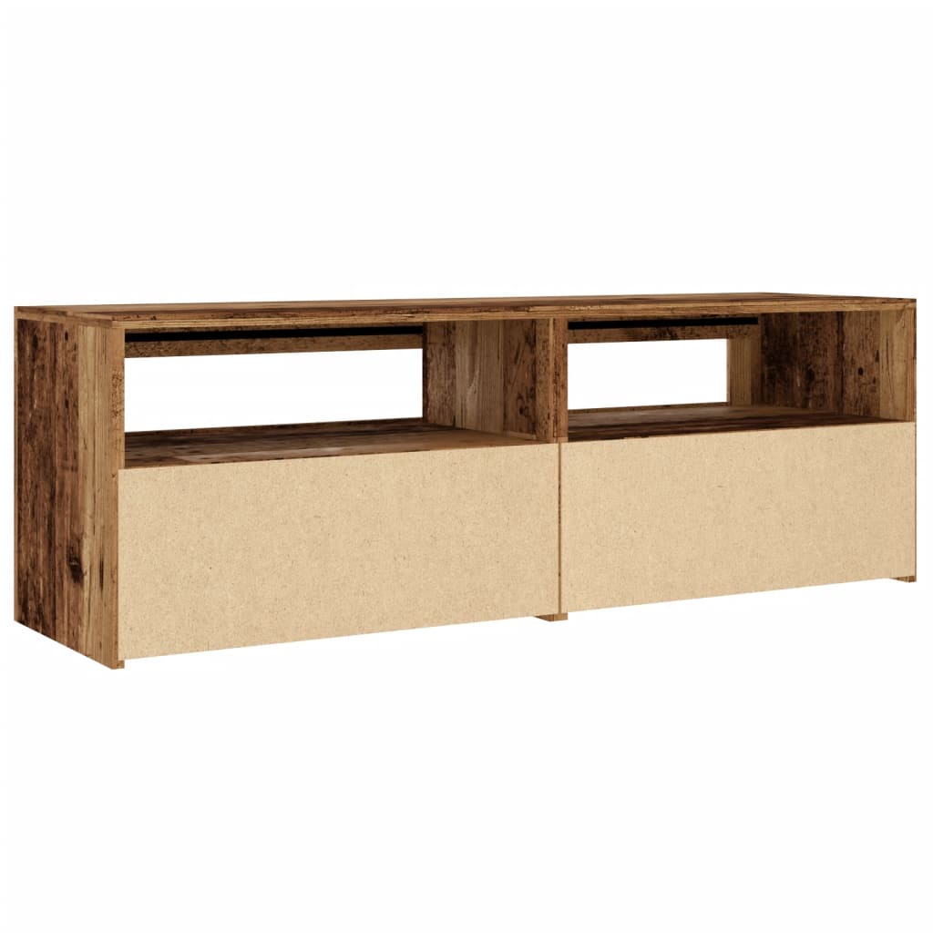 antik fa színű szerelt fa TV-szekrény LED-ekkel 120x35x40 cm