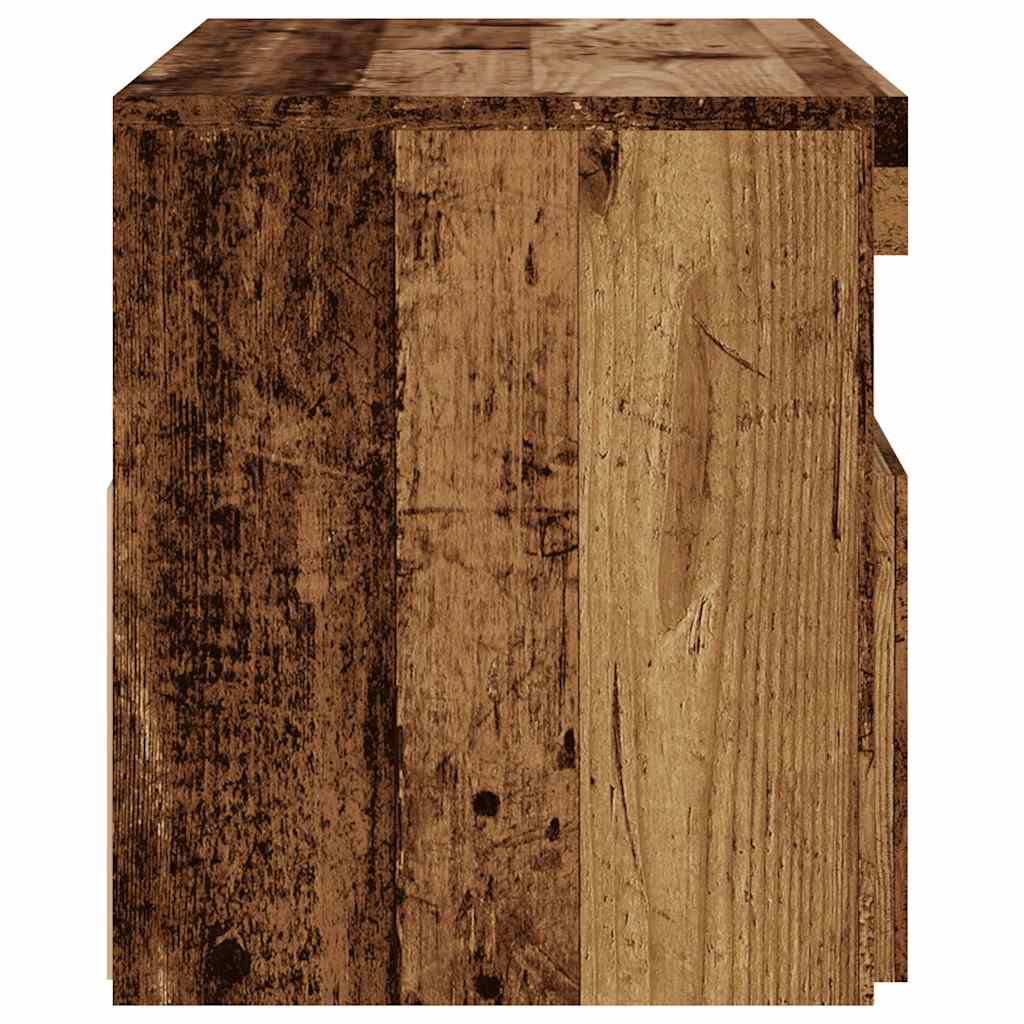 2 db antik fa színű szerelt fa TV-szekrény LED-lámpákkal