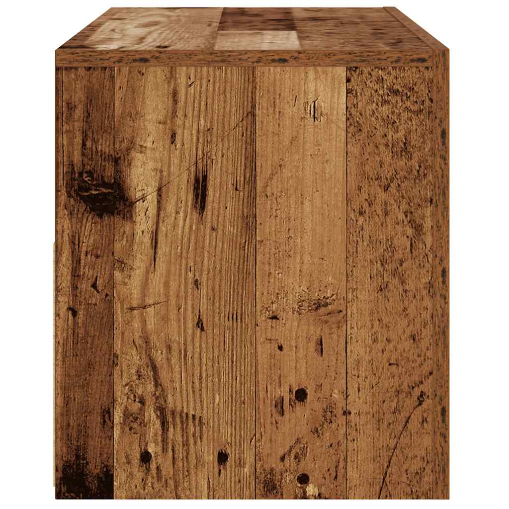 antik fa színű szerelt fa TV-szekrény LED-ekkel 90x35x40 cm