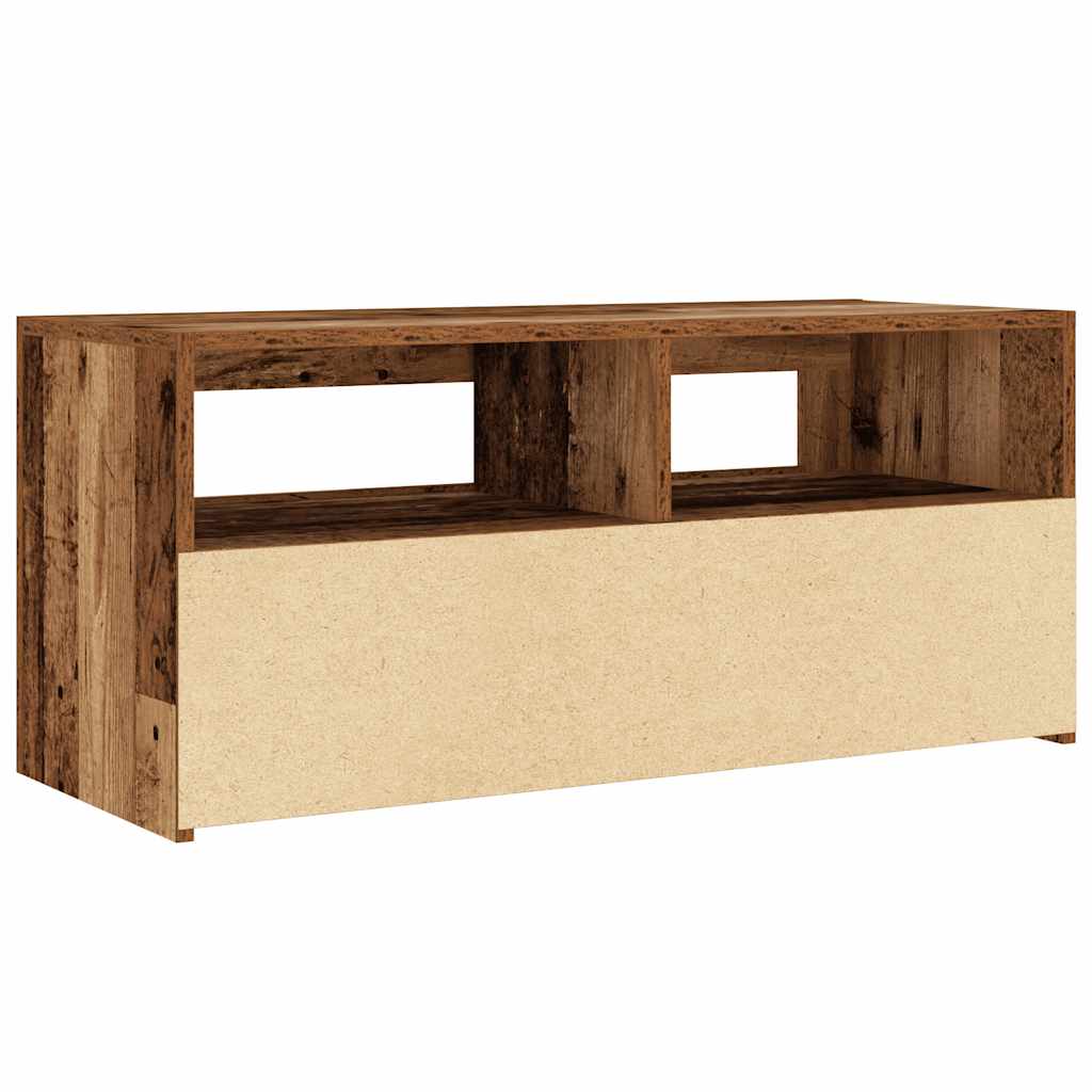 antik fa színű szerelt fa TV-szekrény LED-ekkel 90x35x40 cm