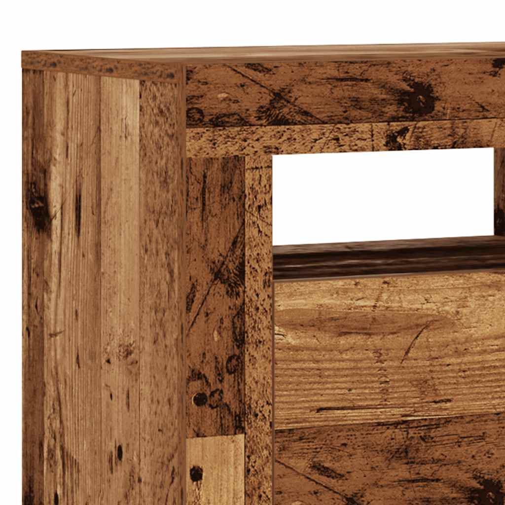antik fa színű szerelt fa TV-szekrény LED-ekkel 90x35x40 cm