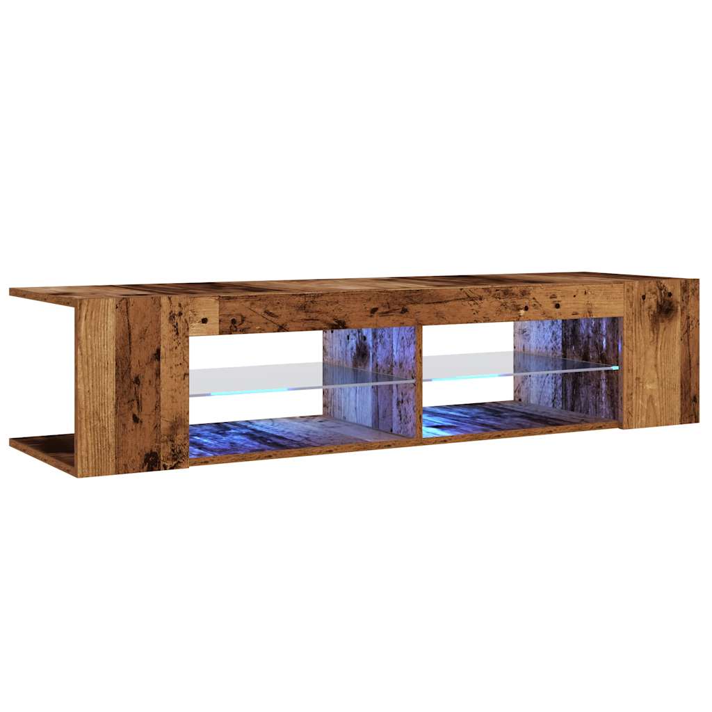 antik fa színű szerelt fa TV-szekrény LED-ekkel 135x39x30 cm
