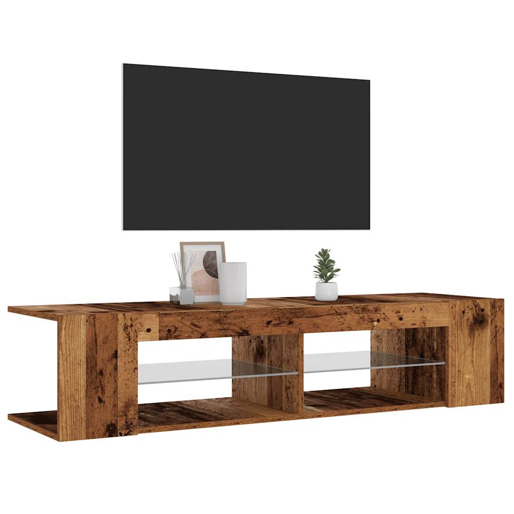 antik fa színű szerelt fa TV-szekrény LED-ekkel 135x39x30 cm