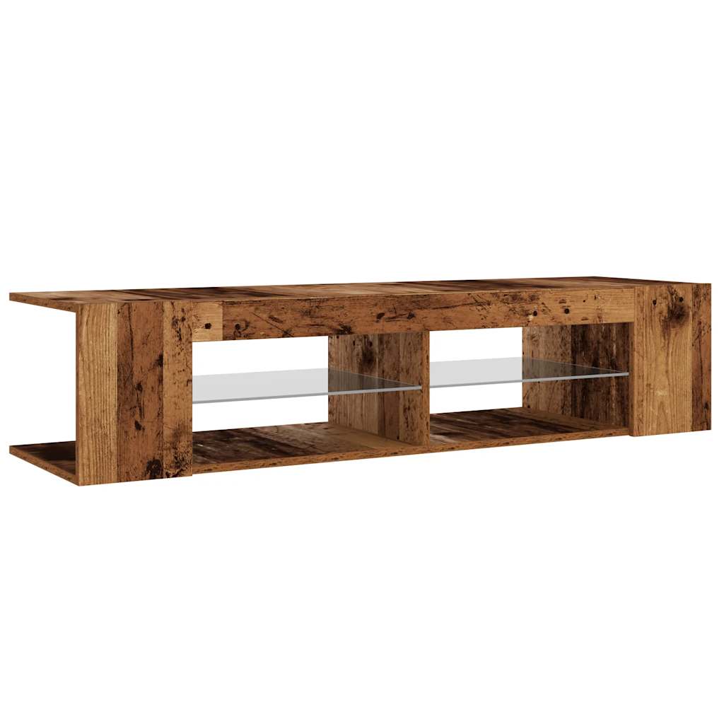 antik fa színű szerelt fa TV-szekrény LED-ekkel 135x39x30 cm
