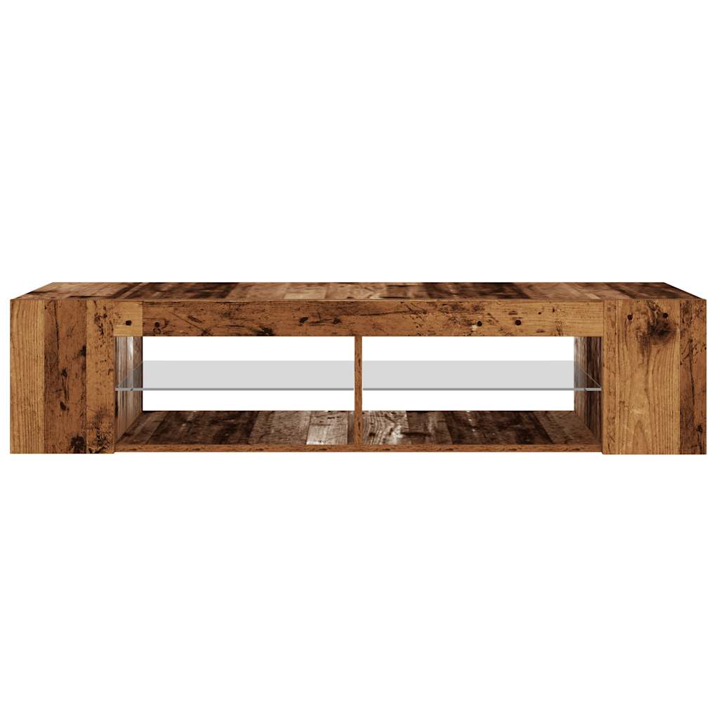 antik fa színű szerelt fa TV-szekrény LED-ekkel 135x39x30 cm