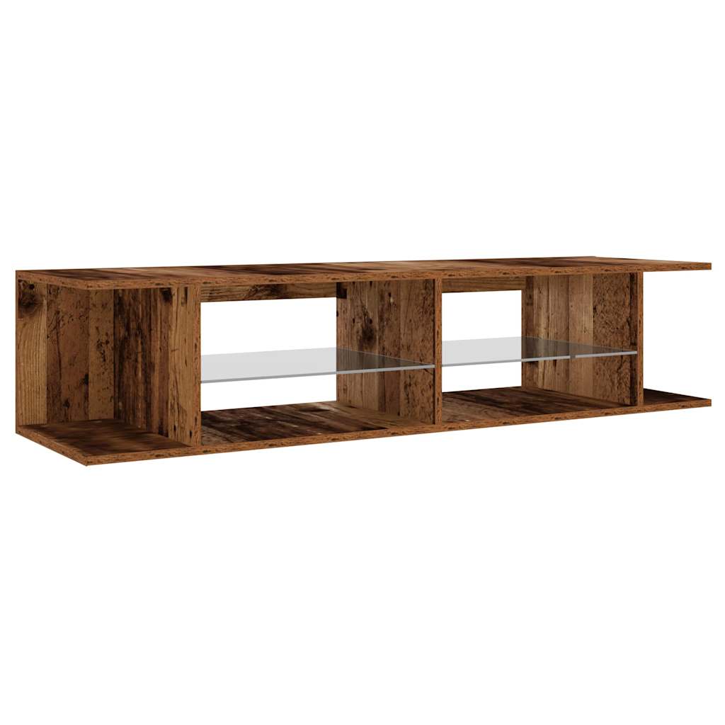 antik fa színű szerelt fa TV-szekrény LED-ekkel 135x39x30 cm