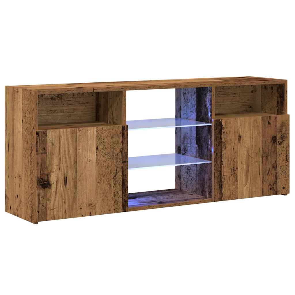 antik fa színű szerelt fa TV-szekrény LED-ekkel 120x30x50 cm