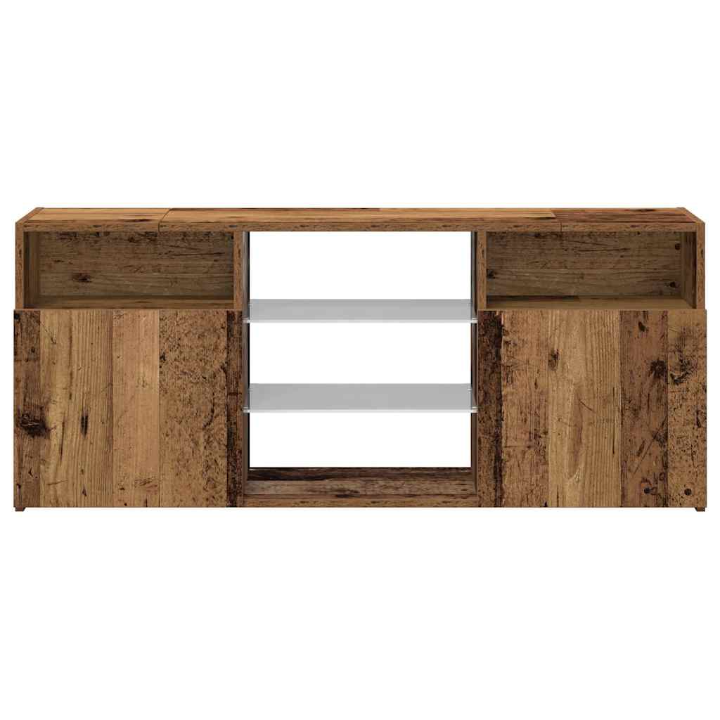 antik fa színű szerelt fa TV-szekrény LED-ekkel 120x30x50 cm