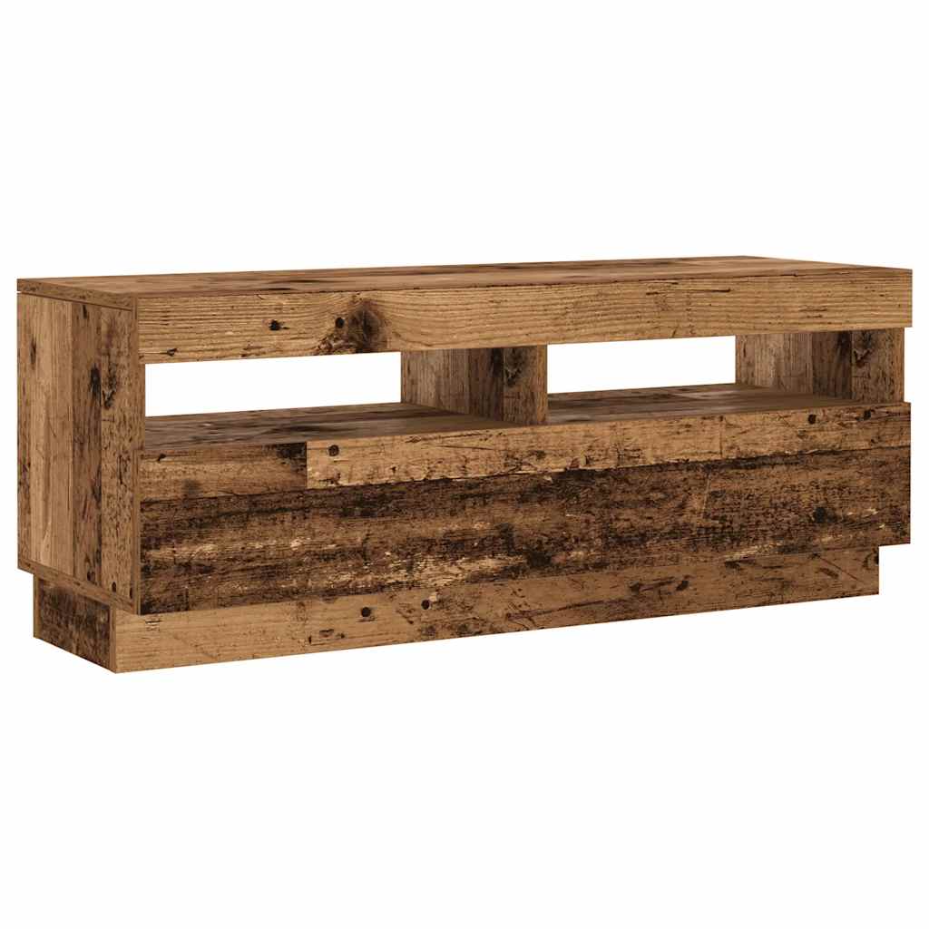 antik fa színű szerelt fa TV-szekrény LED-ekkel 100x35x40 cm