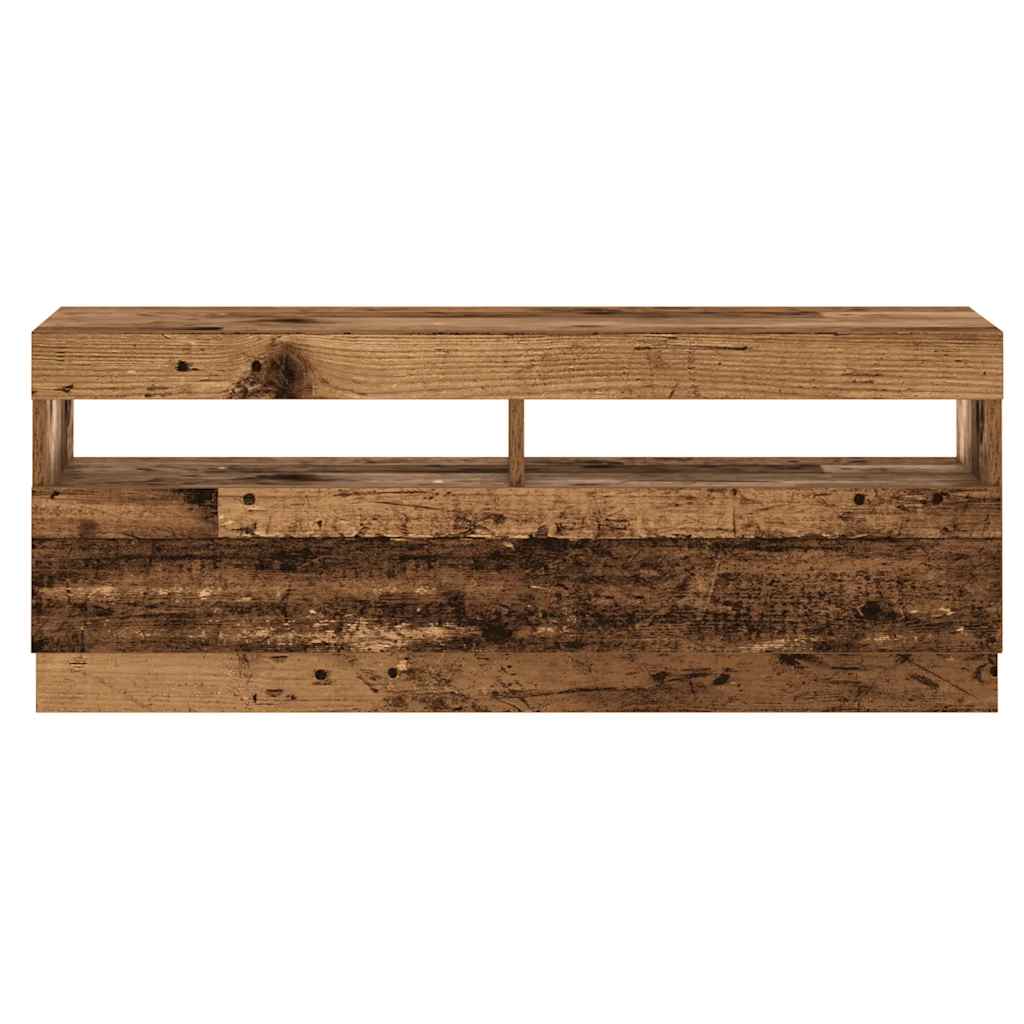 antik fa színű szerelt fa TV-szekrény LED-ekkel 100x35x40 cm