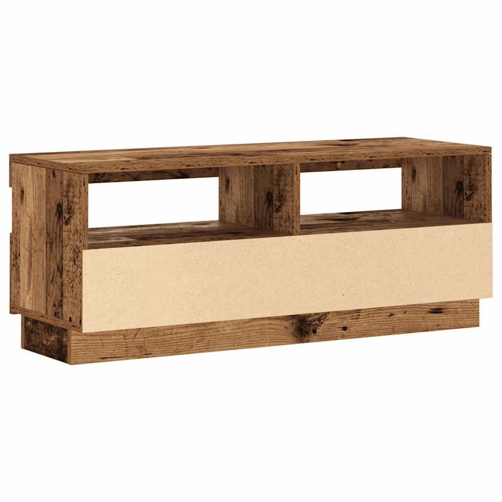 antik fa színű szerelt fa TV-szekrény LED-ekkel 100x35x40 cm