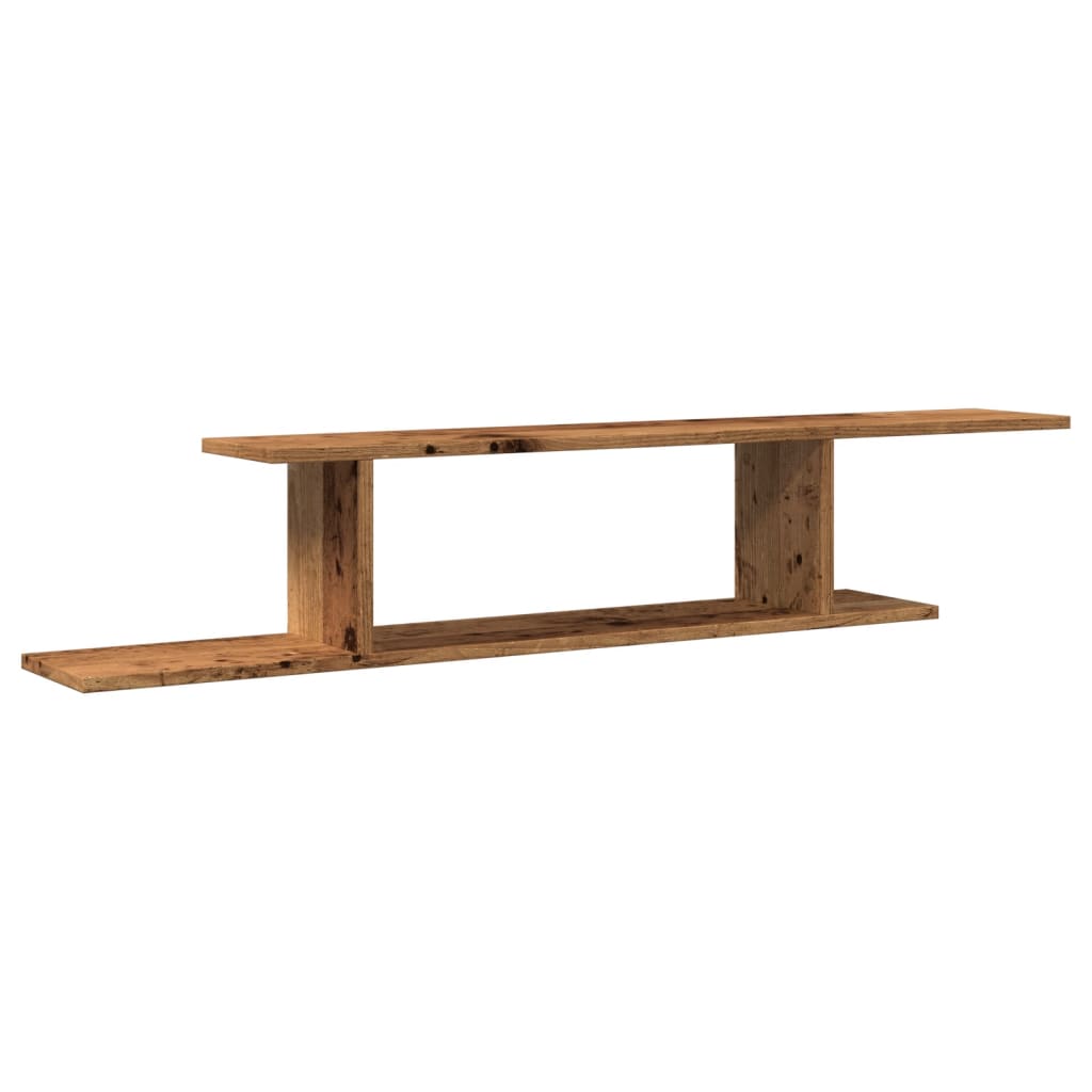 antik fa színű szerelt fa fali TV-polc 125 x 18 x 23 cm