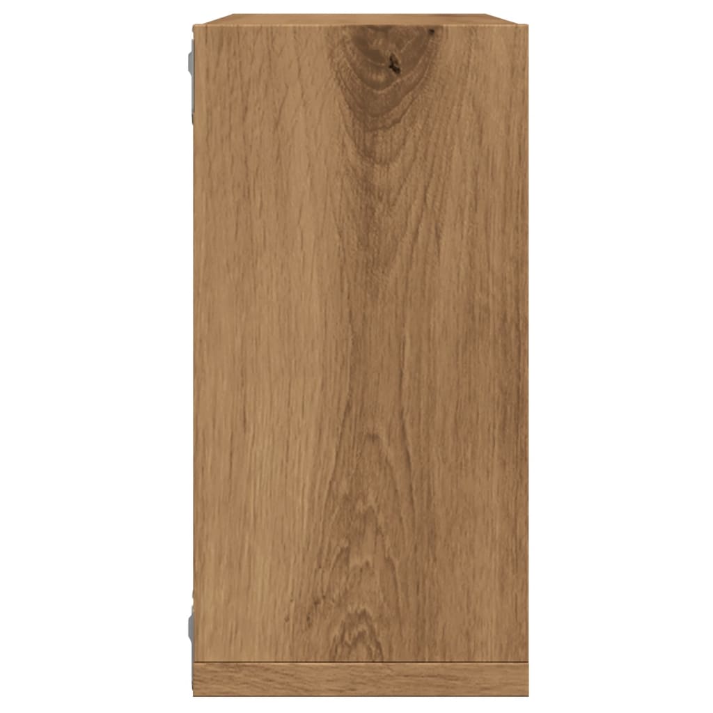 4 db kézműves tölgyszínű szerelt fa fali kockapolc 30x15x30 cm
