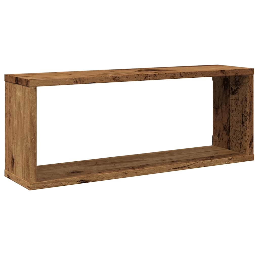 4 db antik fa színű szerelt fa fali kockapolc 60 x 15 x 23 cm