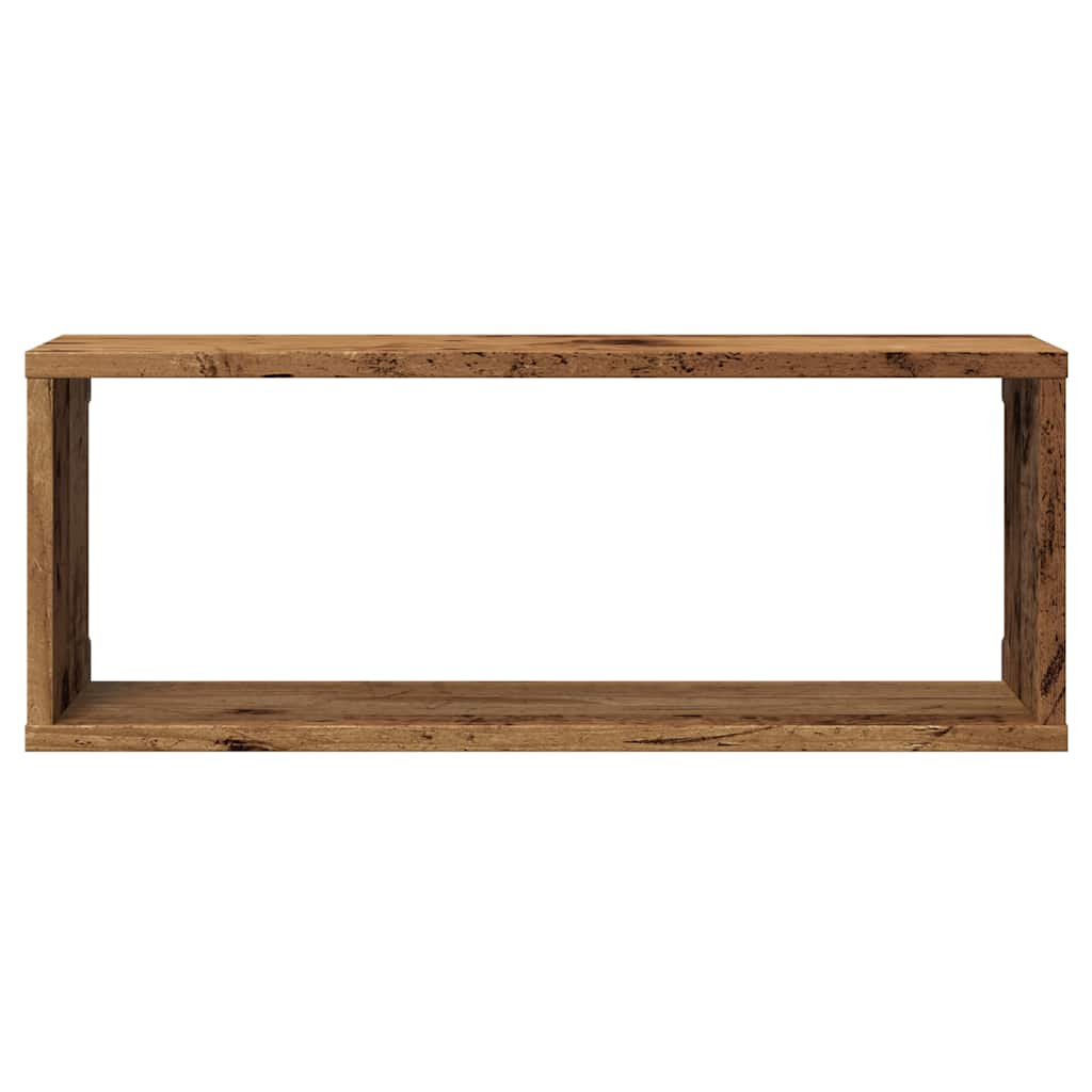 4 db antik fa színű szerelt fa fali kockapolc 60 x 15 x 23 cm