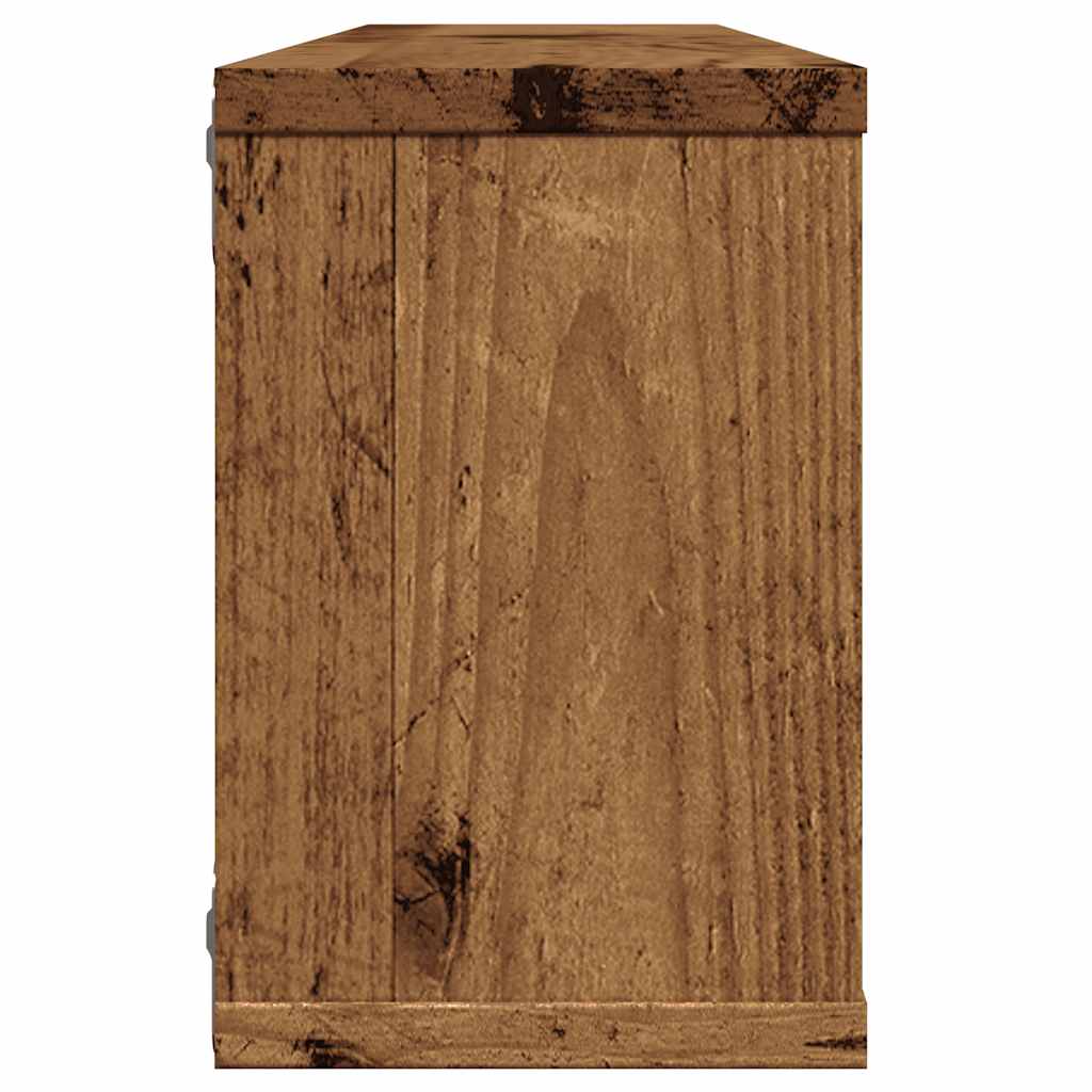 4 db antik fa színű szerelt fa fali kockapolc 60 x 15 x 23 cm