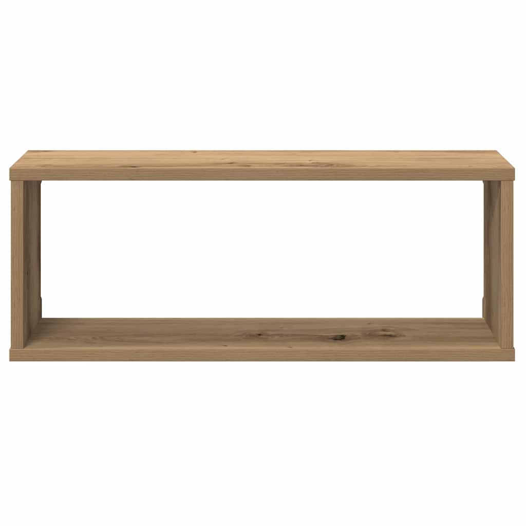 2 db kézműves tölgyszínű szerelt fa fali kockapolc 60x15x23 cm
