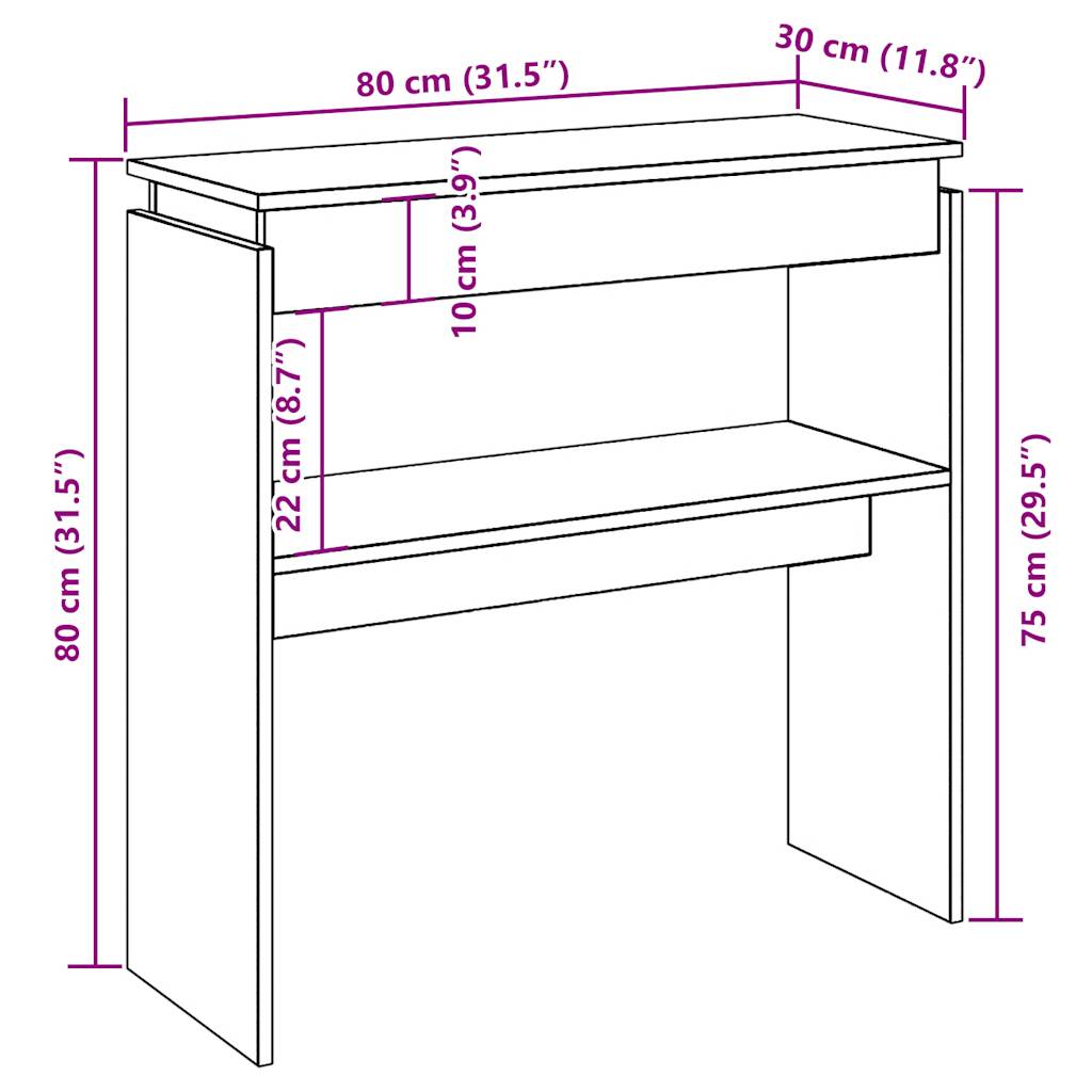 kézműves tölgy színű szerelt fa dohányzóasztal 80 x 30 x 80 cm