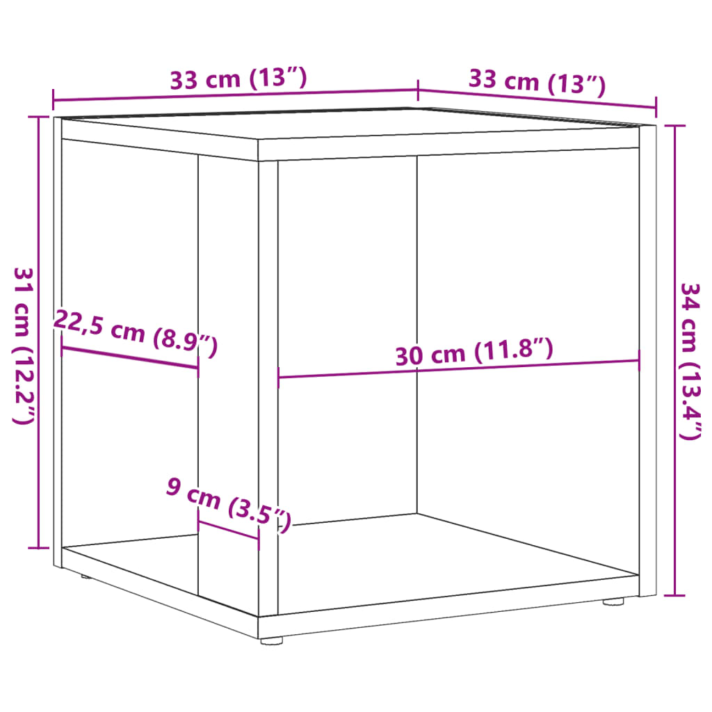 kézműves tölgy színű szerelt fa kisszekrény 33 x 33 x 34 cm