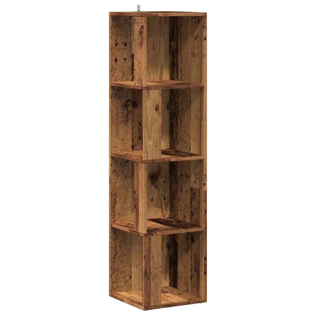 antik fa színű szerelt fa sarokszekrény 33 x 33 x 132 cm