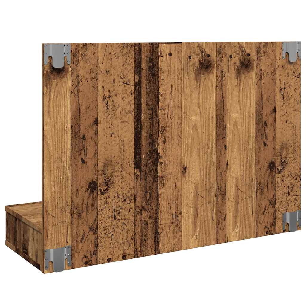 antik fa tükrös szekrény LED-ekkel 90x31,5x62 cm
